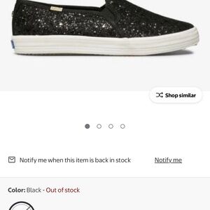 KEDS x KATE SPADE Like-New Women's Black Glitter Slip-On Sneakers